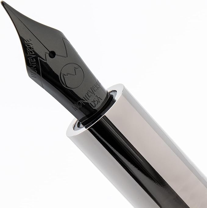 Monteverde USA Ritma Fountain Pen in Black – Medium Nib Balanced JoWo Stainless Steel Refillable Ink Cartridge/Converter – Perfect for Professionals & Writing Enthusiasts