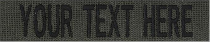 Custom Uniform Name Tapes Solid Colors. Olive Drab Webbing, 3.5 Inch Hook Fastener (Uniform Ready Fastener)