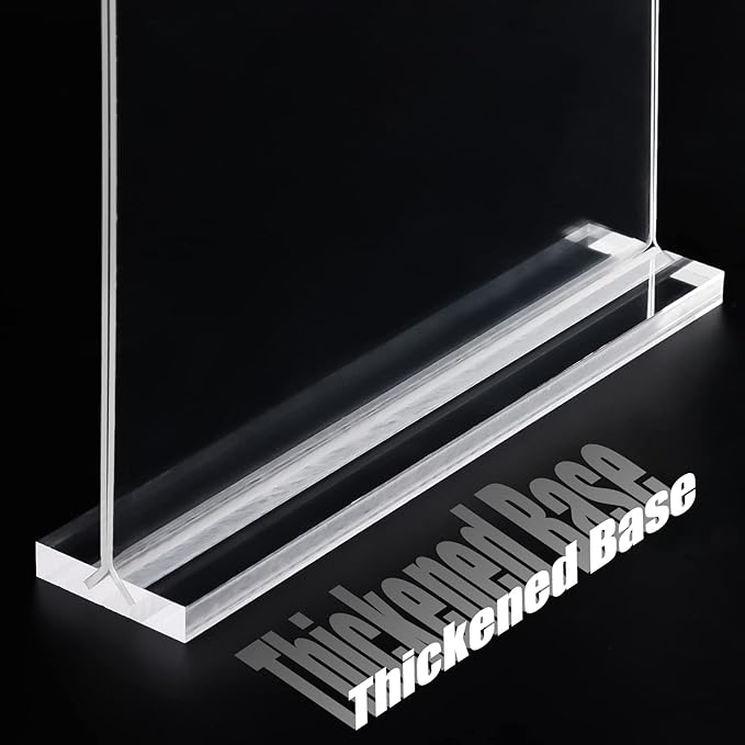 xydstay 12pack Acrylic Sign Holder 8.5 X 11, Vertical T Shape Clear Plastic Paper Sign Holder, Menu Holder Display Stand, FLyer Table Sign Holder for Restaurant, Office, School, Store and Home Use