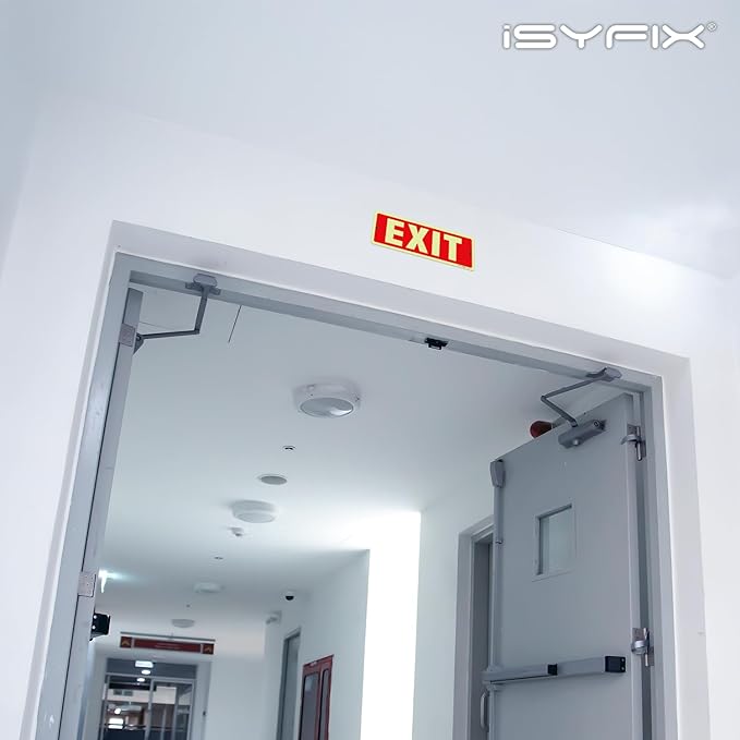 iSYFIX Exit Glow in the Dark Sign Aluminum – 6 Pack 12x4 Inch – Photoluminiscent, Laminated for Ultimate UV, Weather & Fade Resistance, Indoor & Outdoor for Business, School, Office, Warehouse