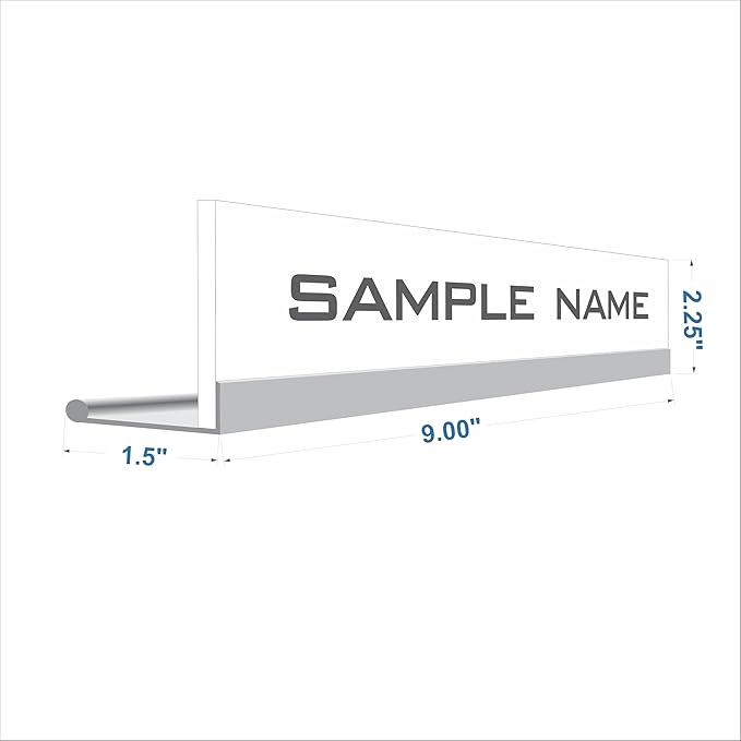 Printex Design - Personalized Office CUBICLE Name Plate & Sign. Modern Aluminum Holder - 4 Plate Colors (Frosted Silver)