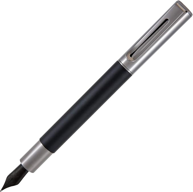 Monteverde USA Ritma Fountain Pen in Black – Stub Nib Calligraphy JoWo Stainless Steel Refillable Ink Cartridge/Converter – Perfect for Artists & Calligraphers