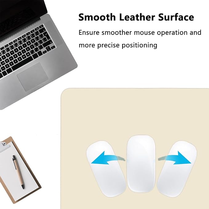 PU Leather Desk Pad Protector Gaming Mouse Pad Non Slip Desk Mat for Keyboard and Mouse Waterproof Desk Writing Pad for Office and Home Desk Accessories(Beige, 31.5 * 15.7)