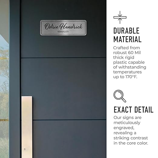 Custom Wall or Door Sign, Personalized Square Plaque Engraved Message for Bussiness, Property and Home Indoor/Outdoor, 3x9 Inches, Made in USA by Sigo Signs