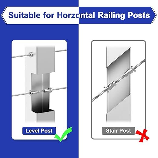 BLIKA Upgraded 100 Pack Stainless Steel Protector Sleeves for 1/8" 5/32" or 3/16" Deck Cable Railing, for Metal Posts, T316 Marine Grade, Cable Railing Protector Sleeves