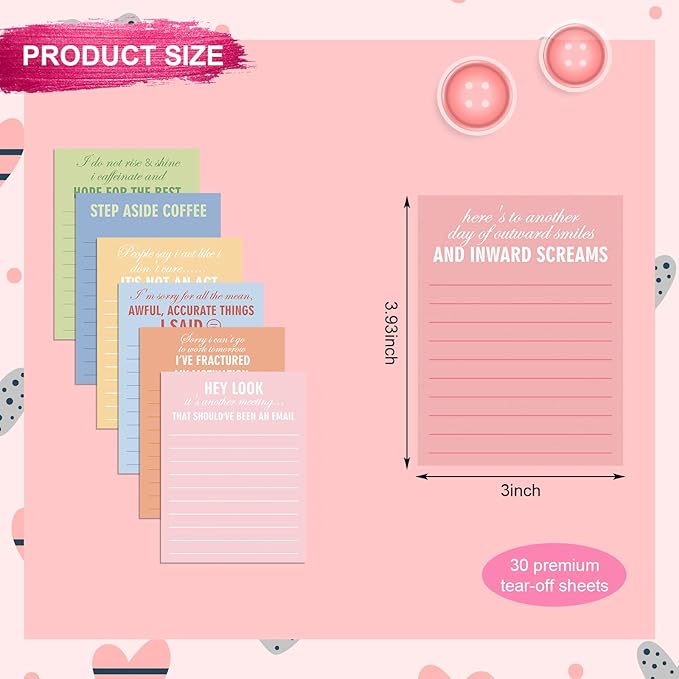 Funny Notepads with Sayings Sticky Funny Office Supplies to Do List Sarcastic Work Assorted Notepad for Workers, 12 Designs, 3 x 3.93 Inch(Classic Style)
