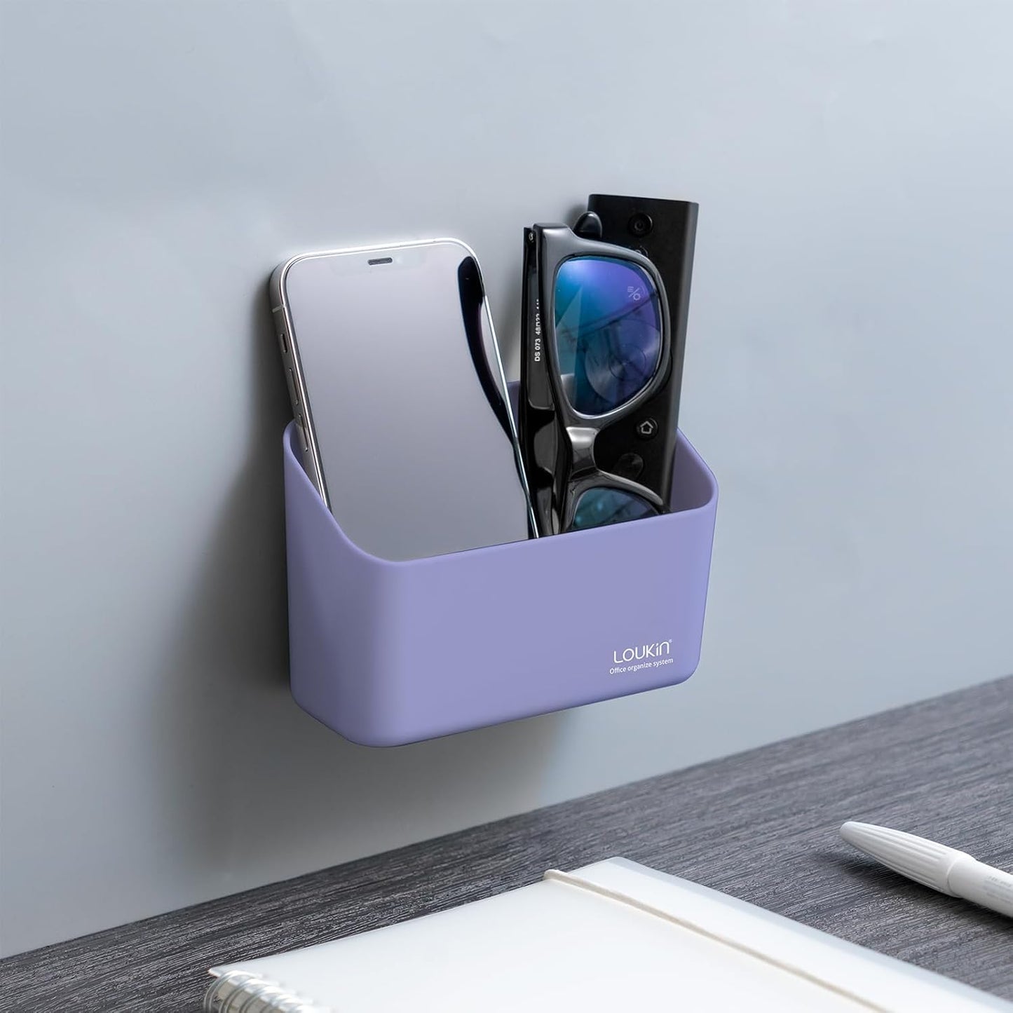 loukin Magnetic Marker & Remote Control Organizer, Dry Erase Marker Holder, Magnetic Storage for Whiteboard or Refrigerators (Purple)