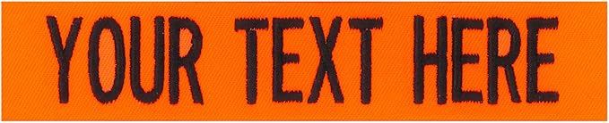 Custom Uniform Name Tapes Solid Colors. Neon Orange Fabric, 4 Inch Hook Fastener (Uniform Ready Fastener)