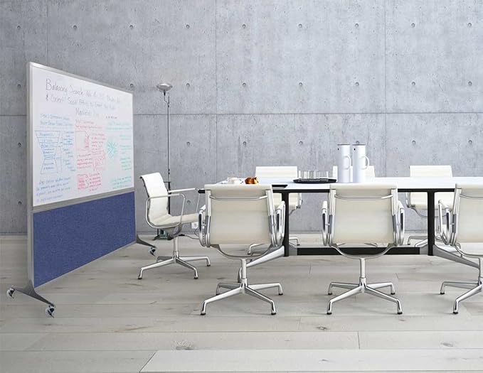 DivideWrite Mobile Whiteboard | Double Sided Dry Erase Board | Portable Office Cubicle Partition | Display for Classrooms, Conference Rooms, Meeting Areas and More | Mocha Fabric 6' Wide x 6' Tall