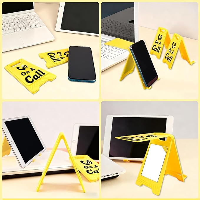 Funny Office Desk Accessories,Workplace Status Indicator Office Cubicle Decor,Phone Holder Mirror Acrylic Table Signs，Meeting in Progress Desk Decor, Privacy Please,Team Gifts for Director(On A Call)