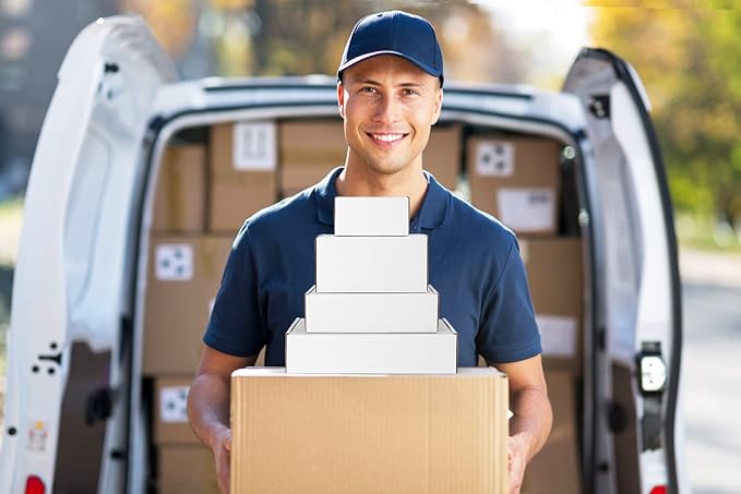 Eupako 7x5x2 Shipping Boxes Small Corrugated Cardboard Box - 25 Pack White Mailing Boxes for Packaging Small Business, Mailer Box