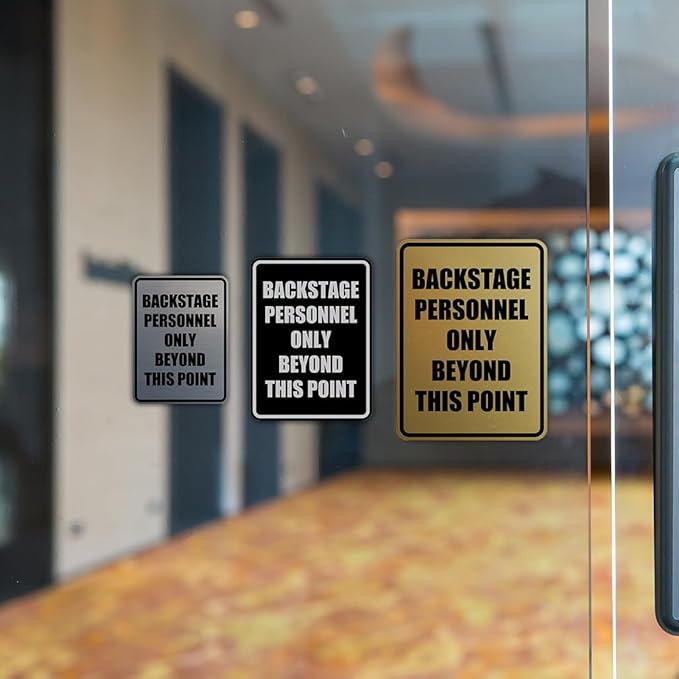 Portrait Round Backstage Personnel Only Beyond This Point Door or Wall Sign Easy Installation | Music | Concert | Festivals Sign (Blue) - Small (5 Pack)