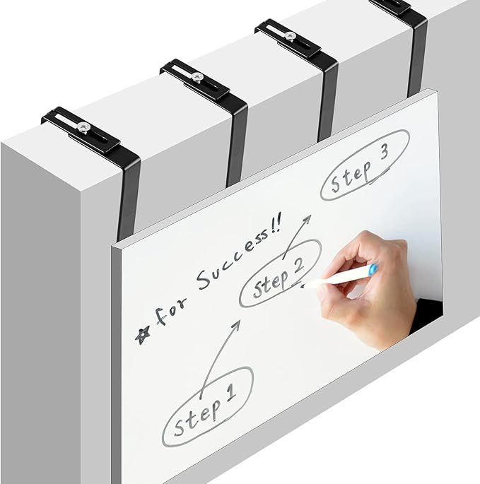 Amylove 4 Pcs Adjustable Cubicle Hanger Universal Partition Metal Cubicle Hooks Door Hanger, Adjusted to Fit Panels with 1 3/8 Inch to 3 1/2 Inch Thickness for Office Whiteboard (Black)