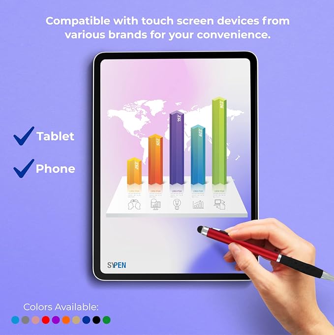 SyPen Personalized Pens With your Custom Logo or Text-300 Pack Bulk-for Businesses, Parties, and Events, 2 in 1 Ballpoint Pen & Stylus for Touchscreen Devices, Light Assorted Barrels, Black Ink