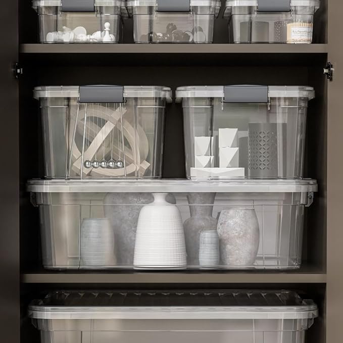 Superio Storage Bins with Lids, Clear Plastic Containers for Organizing, Stackable Totes, BPA Free, Odor Free, Organizer Boxes for Home, and Dorm (2 Pack, 36 Qt)
