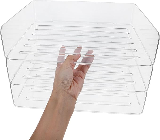 COHEALI Stackable Desk Organizer Tray Transparent Wide Paper Holder for Office Desktop Storage Pet Material Document Organizer for Classroom and Home Use