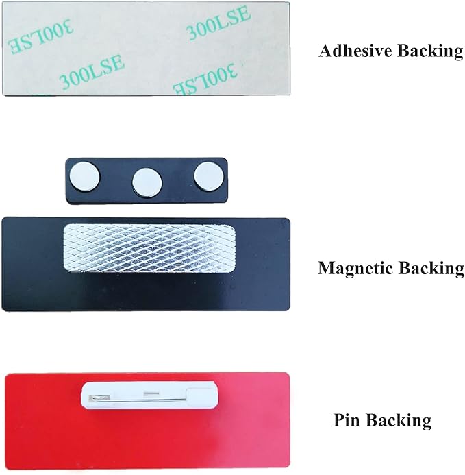Custom Engraved Name Tag Badges for Business, Personalized Identification with Pin, Magnetic, Adhesive, or Blank Backing, 1.5"x3", White/Black Text