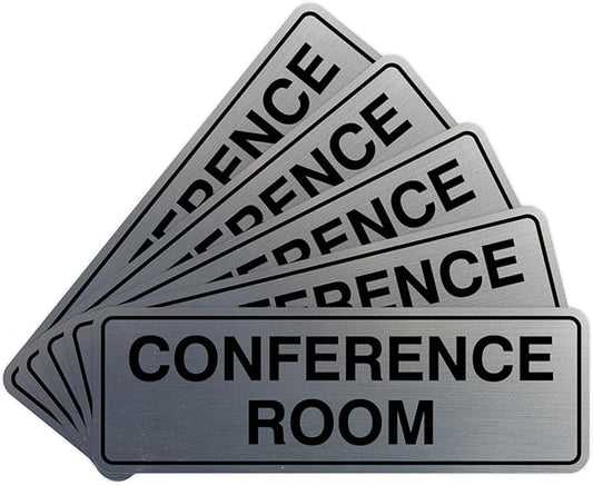 Standard Conference Room Sign - Silver - Large 5 Pack