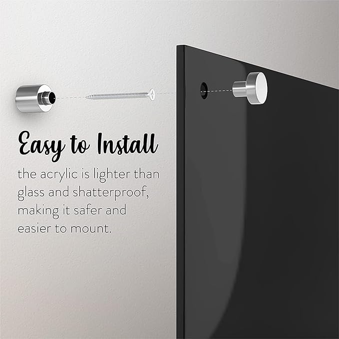 Acrylic Dry Erase Board for Wall with Stylish Border - Shipped Next Day, Made in USA, Non-Magnetic Whiteboard, Wall Mounted Board, Easy to Clean (Black - 18x24)