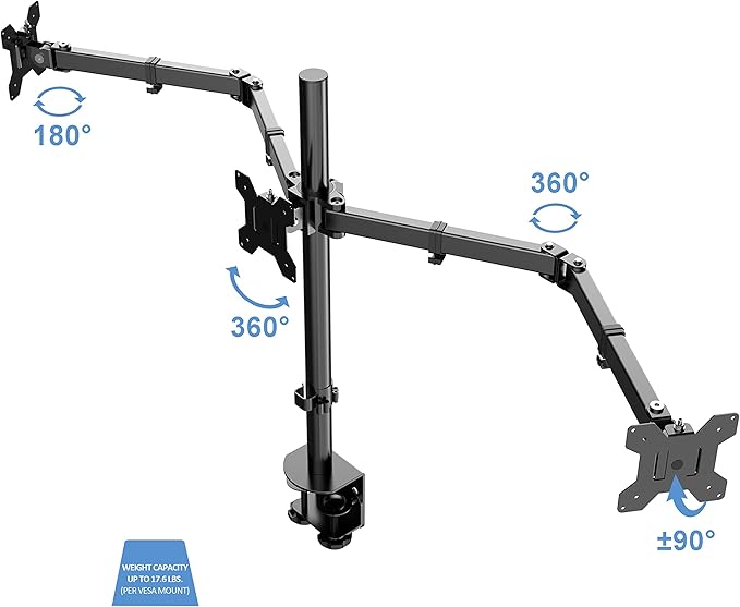 Rocelco 46" Large Height Adjustable Standing Desk Converter with Triple Monitor Mount BUNDLE - Sit Stand Up Computer Workstation Riser - Retractable Keyboard Tray - Teak Wood Grain (R DADRT-46-DM3)