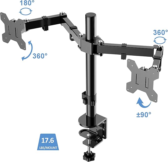 Rocelco 37.5" Height Adjustable Standing Desk Converter with Dual Monitor Mount and Slide Out Retractable Keyboard Tray - Sit Stand Up Double Screen Tabletop Riser Workstation - Gray (R DADRG-DM2)