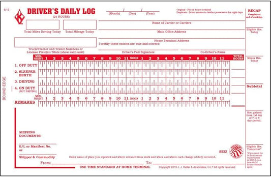 Driver Daily Log Book 25-pk. with Detailed Driver Vehicle Inspection Report & Simplified Recap - Book Format with 31 Sets, 2-Ply with Carbon, 8.5" x 5.5", J. J. Keller & Associates, Inc.