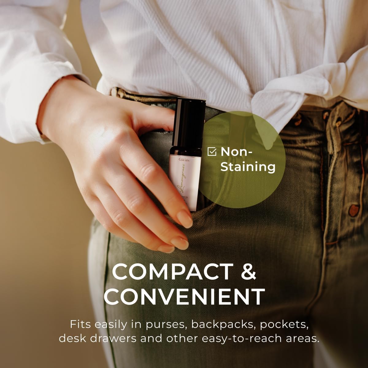 Gya Labs Lemongrass Essential Oil Roll on for Skin - Refreshing Aromatherapy for Outdoor Protection - 100% Pure Natural Lemongrass Oil Perfume Roller - Travel Size (0.34 Fl Oz)