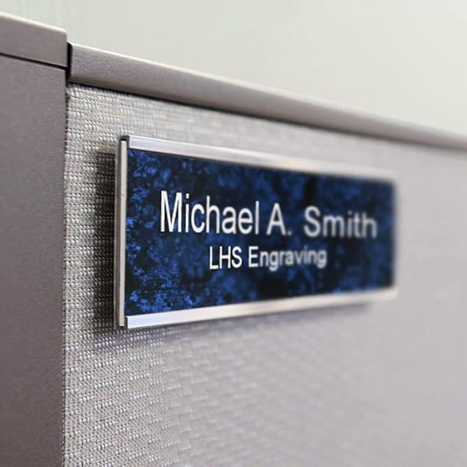 Engraved Name Plates for Door Sign Personalized Cranberry Marble Pattern Plastic Plaque with White Letters - Made in USA 2x12 S5