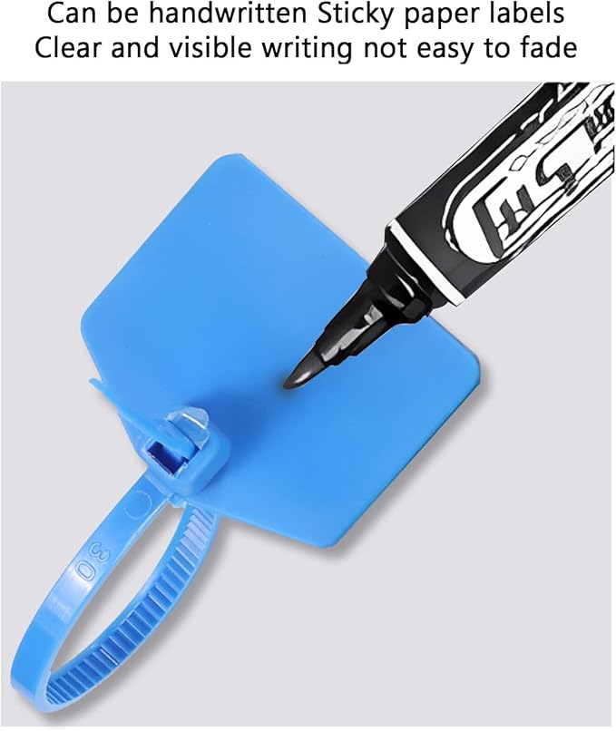 8 in Marker Nylon Cable Ties, Plastic Water Proof Tags, Self-Locking Written-on Cable Marker, Security Seals Label for Cabling, Wire Marking Label, Shipping Hanging Tags - Mulit colors/ 100pcs