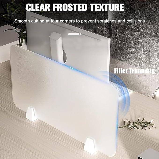 RCJCQSR Acrylic Frosted Privacy Free Standing Screen, Visual Distractions Privacy Panel Portable Desk Divider Guard for Table Top Workstation for Home Office(Size:90x30cm(35.4x11.8))