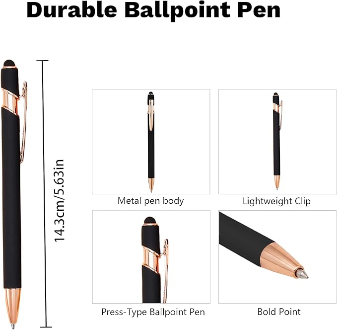 CRME Bulk Custom Personalized Pens with Business Logo Retractable Ballpoint Pen with Stylus tip Appreciation Gifts for Coworkers Smooth Writing Black Ink for School Office Friends Supplies Red Pens