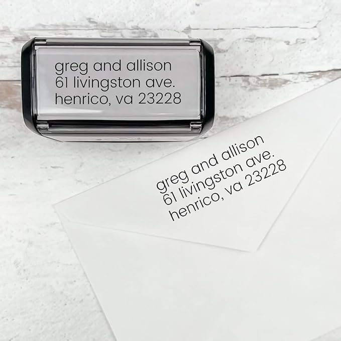 Self Inking Modern Address Stamps | Custom Return Address Stamper (Minimalist Left, Xtra Large)