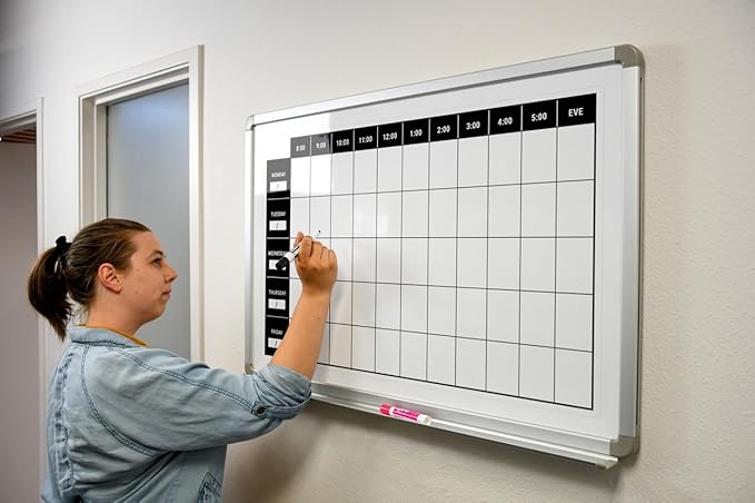 Work Week Dry-Erase Scheduling Whiteboard 48" x 36"