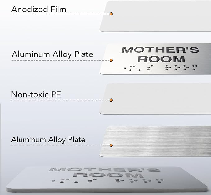 ELECTRICAL ROOM Signs with Raised Text & Grade 2 Braille, Brushed Aluminum/Silver Finish Easy Install with Double-Sided Tape, ADA Compliant Elevator Room Door Sign for Businesses & Offices