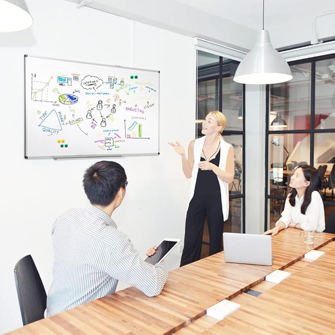XIWODE 32x44 Inch Magnetic Dry Erase Whiteboard，Silver Aluminum Frame Wall-Mounted for Home School Office Conference Room