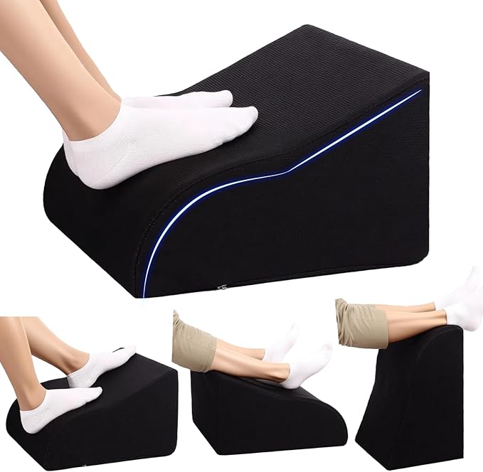 Opuvidity Foot Rest for Under Desk at Work Ergonomic Under Desk Footrest，Support Foot Pillow Double-Sided Footstool， for Office, Home & Gaming Leg Elevation Pillow Black