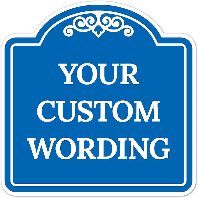 Custom Decorative Sign, Personalized Metal Sign for Business, Driveway, Home, Airbnb, Office Door Plaque, Blue Background, 8x8 Inches, ACM, Fade Resistant, Made in USA