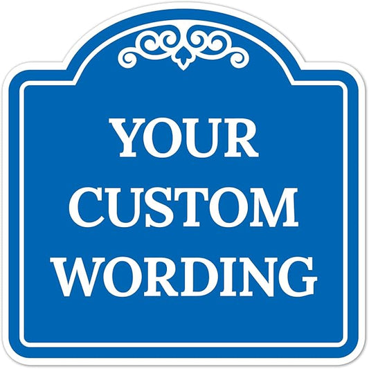 Custom Decorative Sign, Personalized Metal Sign for Business, Driveway, Home, Airbnb, Office Door Plaque, Blue Background, 24x24 Inches, ACM, Fade Resistant, Made in USA