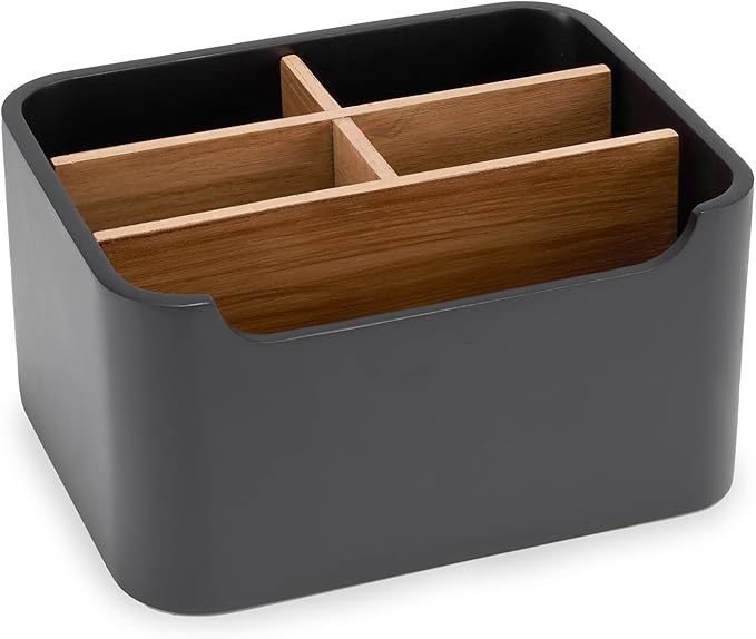 SZYRL Stylish Desk Organizers and Remote Control Holders in Black, Pen Phone Holder Organizer, Multi-Purpose Caddy Storage Accessories for Office Desktop Coffee Table Bedside Nightstand