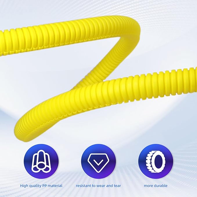 Split Wire Loom Tubing, 10,25ft Cord Protectors from Pets No Chew, Flexible Wire Covers Cord Protectors, Protective Split Cable Sleeve for Automotive Home Industrial Wires(Yellow, 1.12inch-10ft)