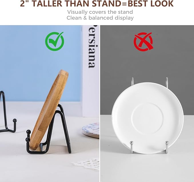 LIONWEI LIONWELI Plate Display Stand Easel Holders - 4.5" Tabletop Metal Stands for Decorative Plates, Photos & Picture Frames - Black, 2-Pack