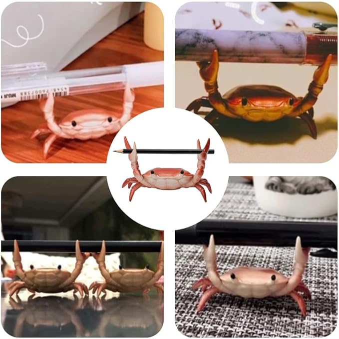 Crab Pen Holder for Desk, Cute Multifunctional Weightlifting Desk Crab Pencil Holder Organizer for Pens, Pencils & Makeup, Funny Desktop Decor Gift for Home Office School (Purple)