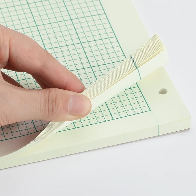 Seajan 2 Pcs Engineering Paper Notebook Engineering Computation Pad 8.5 x 11 Inches Engineer Graph Paper Notepad, 5 Squares Per Inch 3 Hole Punched Computation Pad, 100 Sheets/pack (Green)