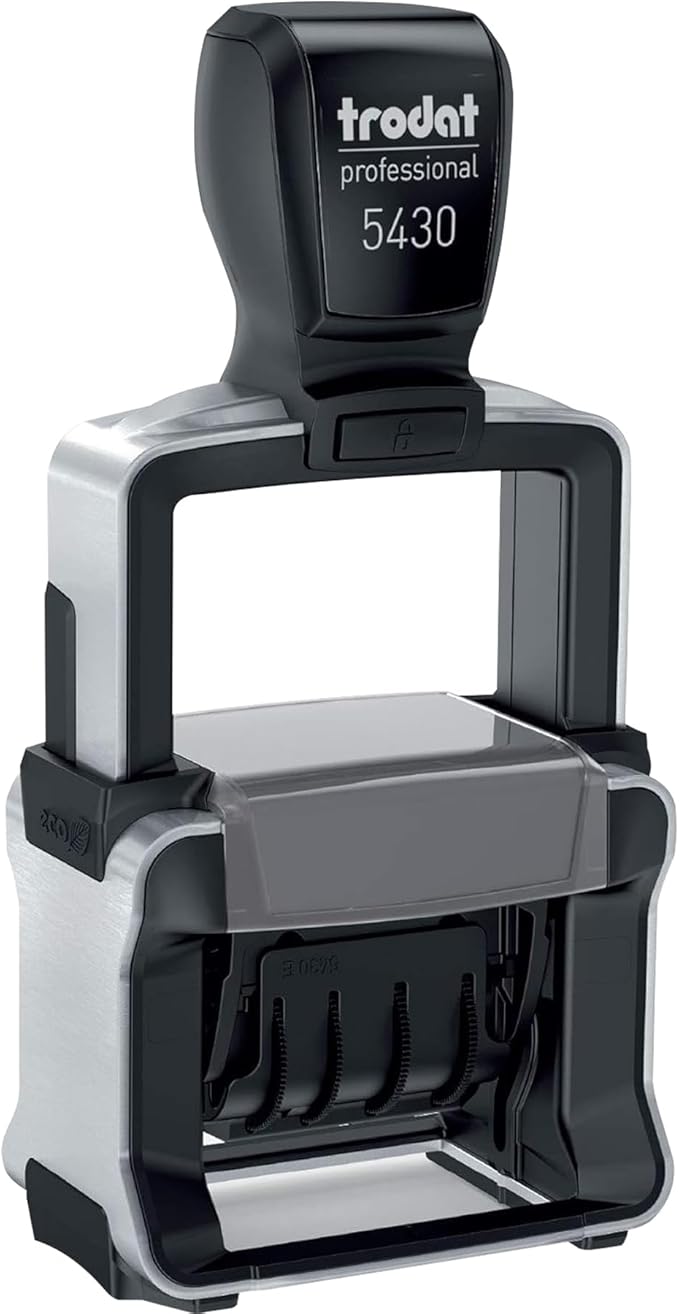 Trodat 5430 Professional Self-Inking Date Stamp with Paid - Blue/Red 2 Color Ink