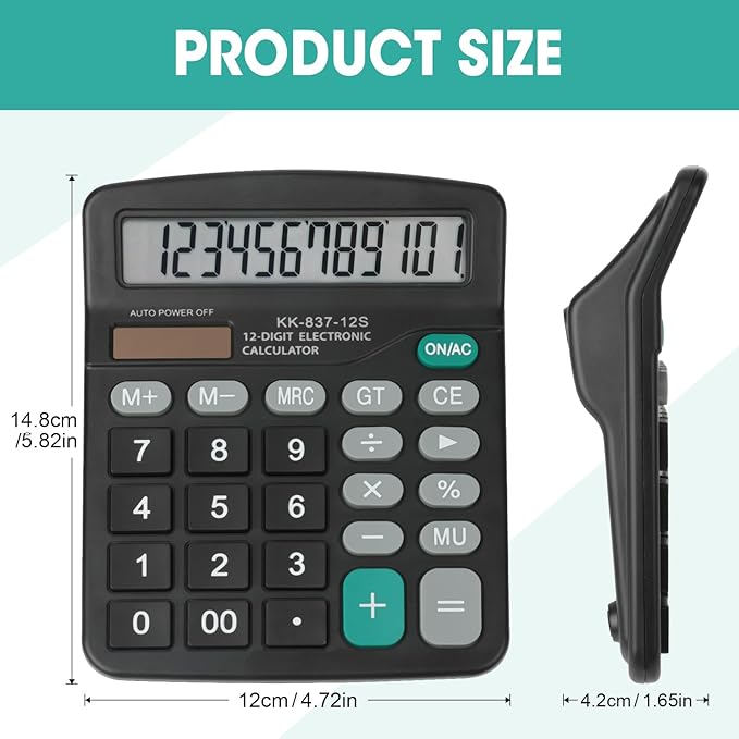 24 Pack Calculator Bulk, 12 Digits Calculators Desktop with Large LCD Display and Sensitive Butto, Solar and Battery Dual Power, Desk Calculator for School, Office, Home