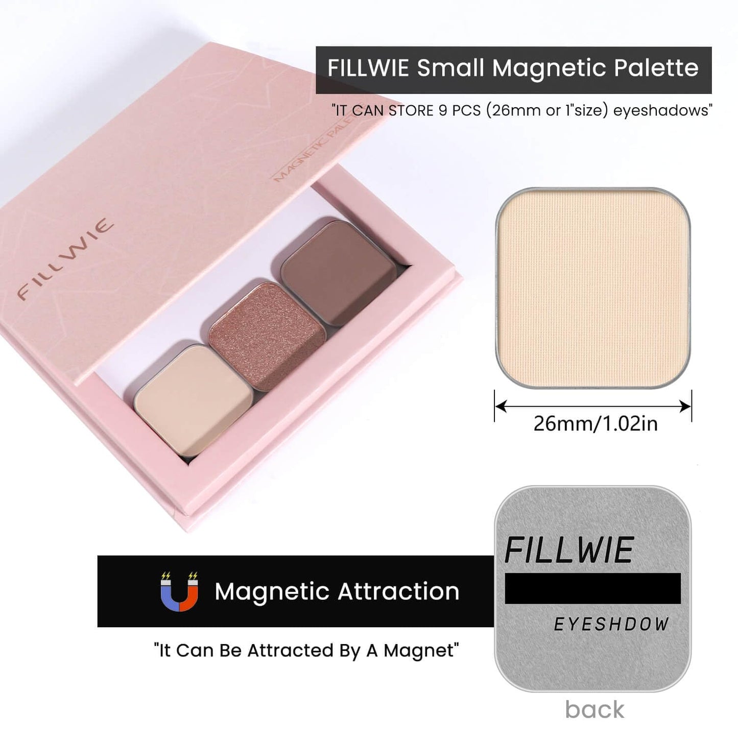 3-Color Eyeshadow Combo Pack – Matte & Shimmer Neutral Shades,Powder, Highly Pigmented, Long-Lasting, Refills Pans for Custom Magnetic Palette