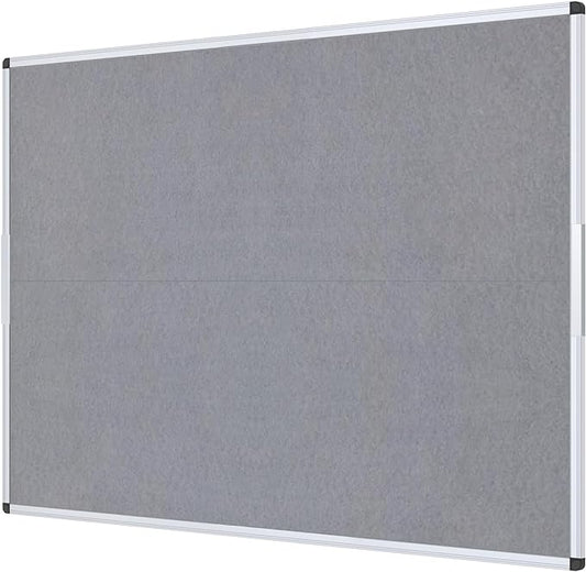 VIZ-PRO Large Fabric Bulletin Board/Foldable Notice Board Felt Gray, 60 X 48 Inches, Silver Aluminium Frame