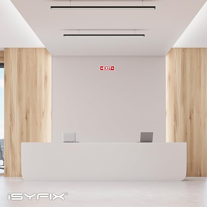 iSYFIX Exit Signs - 6 Pack 12x4 Inch Directional Right & Left Arrow Signs, 40 mil Polystyrene Plastic, UV Laminated, Scratch & Fade Resistant, Waterproof - Ideal for Office, Theater, School, Business