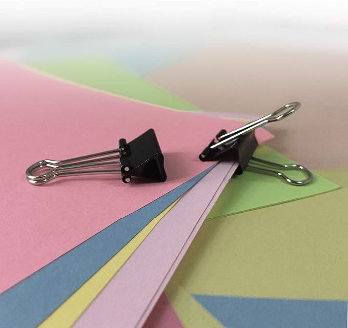 Amazon Basics Sturdy Binder Clips for Office Use, 96 Count (8 Pack of 12), Medium, 1.25 in, Black