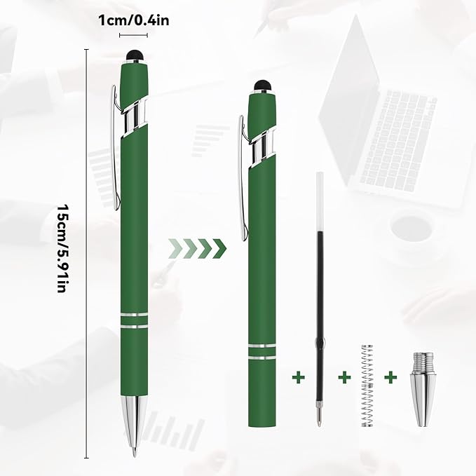WYPAS Bulk Custom Pens - Personalized with Name, Engraved Text/Logo - Stylus Tip, Black Ink - Options for Corporate Gatherings, Events & Promotions (Blue)